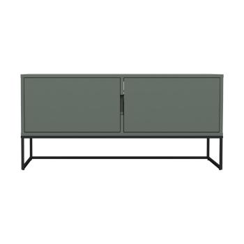 Zelený dvojdverový TV stolík s kovovými nohami v čiernej farbe Tenzo Lipp, šírka 118 cm