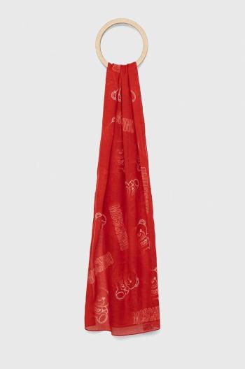 Bavlnený šál Moschino červená farba, vzorovaný
