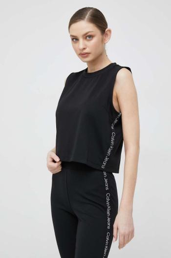 Tričko Calvin Klein Jeans dámsky, čierna farba, holý chrbát