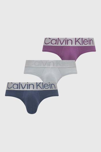 Slipy Calvin Klein Underwear 3-pak pánske, fialová farba