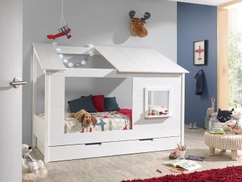 Detská posteľ v tvare domčeka Stela - biela Housebed white posteľ bez úložného priestoru