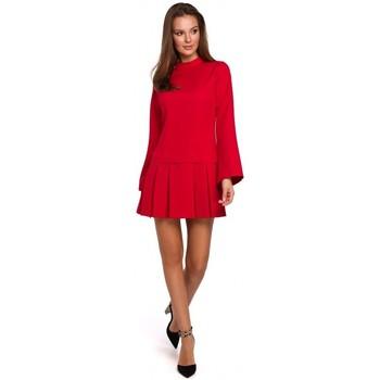 Makover  Šaty K021 Mini šaty so skladaným spodným lemom - červené  viacfarebny