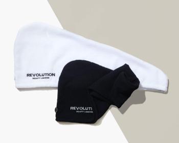 Revolution Haircare Elastický turban na vlasy (Microfibre Hair Wrap) Coral/White