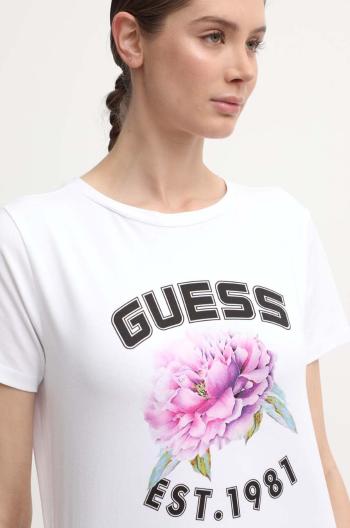 Tričko Guess PEONY dámske, biela farba, V4YI15 J1314