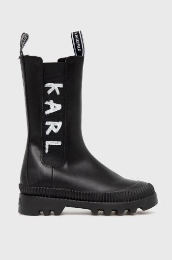 Kožené topánky Chelsea Karl Lagerfeld dámske, čierna farba, na platforme