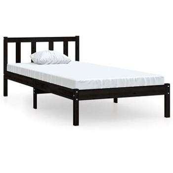 Rám postele čierny masívna borovica 75 × 190 cm malé jednolôžko, 810046