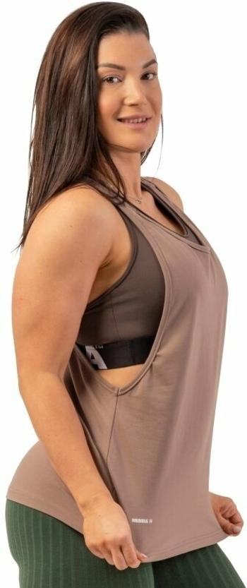 Nebbia Sleeveless Loose Cross Back Tank Top "Feeling Good" Brown L Fitness tričko