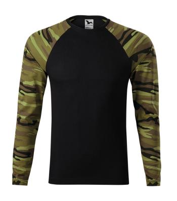 MALFINI Maskáčové tričko s dlhým rukávom Camouflage LS - Maskáčová zelená | S
