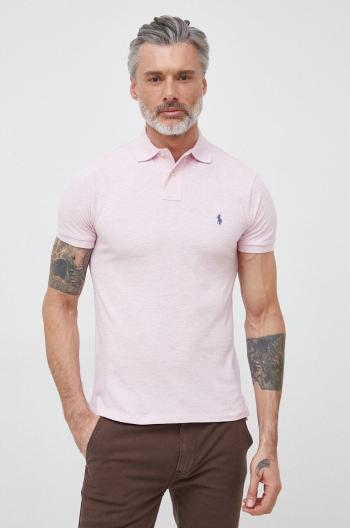 Bavlnené polo tričko Polo Ralph Lauren ružová farba, jednofarebné