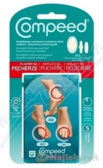 Compeed NÁPLASŤ na pľuzgiere MIX (2x stredná na päty + 2x malá + 1x malá na prsty) 5 ks