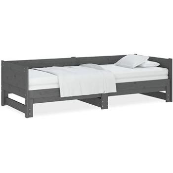 Výsuvná posteľ sivá masívna borovica 2× (90 × 200) cm, 820254