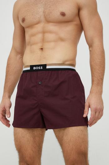 Bavlnené boxerky BOSS 2-pak bordová farba