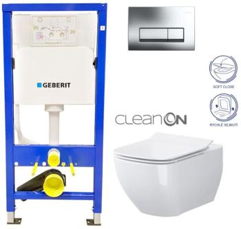 GEBERIT DuofixBasic s chrómovým tlačidlom DELTA51 + WC CERSANIT VIRGO CLEANON + SEDADLO 458.103.00.1 ME1