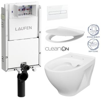 LAUFEN Podomít. systém LIS TW1 SET s bielym tlačidlom + WC CERSANIT CLEANON MODUO + SEDADLO H8946630000001BI MO1