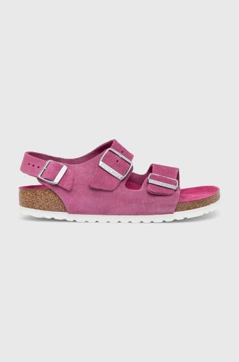 Semišové sandále Birkenstock Milano Suede dámske, ružová farba, 1024265