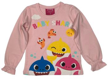 EPlus Dievčenské tričko s dlhým rukávom - Baby Shark ružové Veľkosť - deti: 92