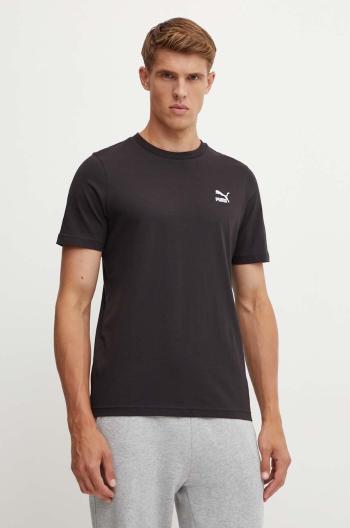 Bavlnené tričko Puma CLASSICS Small Logo Tee pánske,čierna farba,s nášivkou,679187