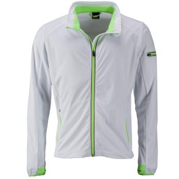 James & Nicholson Pánska športová softshellová bunda JN1126 - Bielo-žiarivo zelená | L