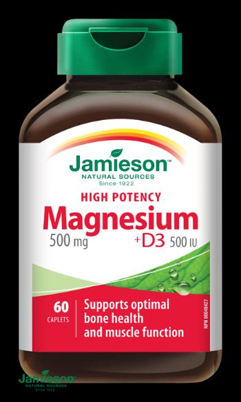 Jamieson Magnesium 500 mg + Vitamin D3 500 IU High Potency 60tbl