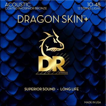 DR Strings Dragon Skin+ Coated Phosphor Bronze 12-String Light 10-48 Struny pre akustickú gitaru