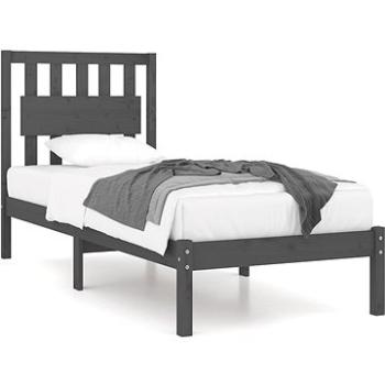 Rám postele sivý masívna borovica 90 × 200 cm, 3103920