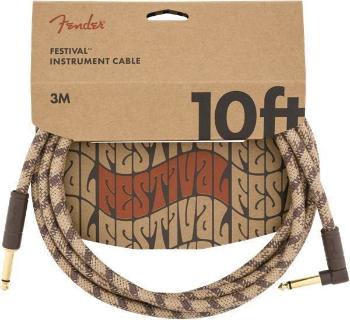 Fender 10' Angled Festival Instrument Cable, Pure Hemp, Brown Stripe