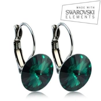 Oceľové náušnice RIVOLI 12 mm SWAROVSKI Elements Emerald ASW20