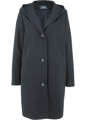 Krátky kabát vo vlnenom vzhľade s kapucňou