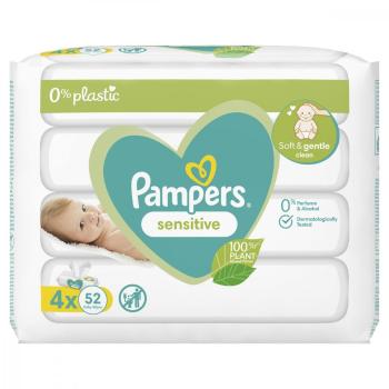 PAMPERS WIPES 208KS (4X52) SENSITIVE PLASTIC FREE