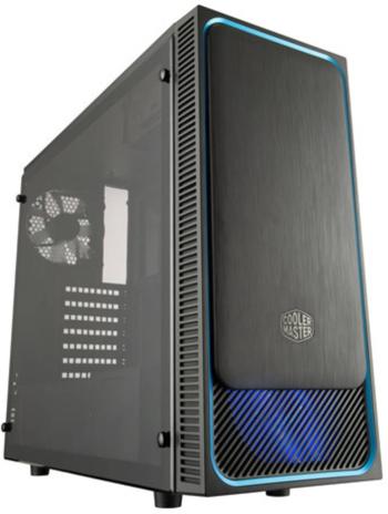 Cooler Master Masterbox E500L Win midi tower PC skrinka čierna, modrá 1 predinštalovaný ventilátor, bočné okno, prachový
