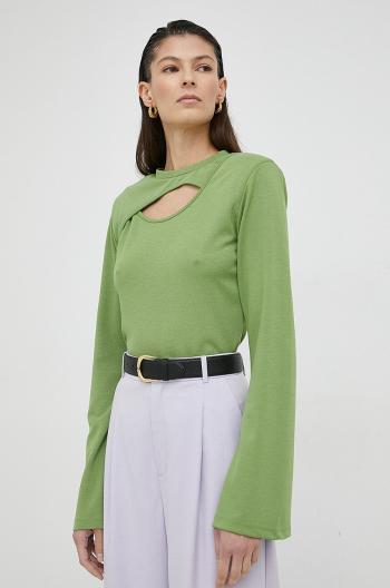 Tričko s dlhým rukávom Gestuz Anka dámsky, zelená farba, s polorolákom