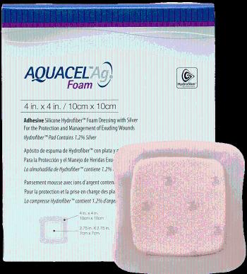 Aquacel Ag foam Hydrofiber krytie na rany neadhezívne, so striebrom 10 x 10 cm 10 ks
