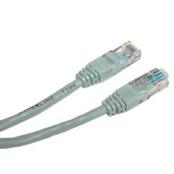 Síťový LAN kábel UTP crossover patchcord, Cat.6, RJ45 samec - RJ45 samec, 10 m, netienený, krížený, šedý, na prepojenie 2 PC, econ