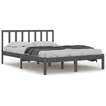 Rám postele sivý masívna borovica 135 × 190 cm Double, 3105113