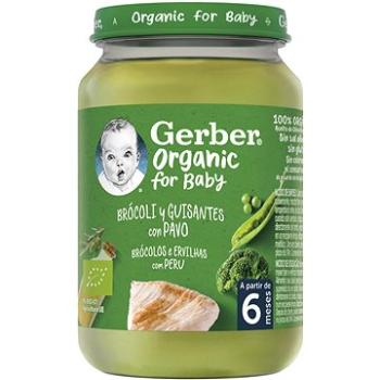 GERBER Organic detský príkrm brokolica s hráškom a morčacím mäsom 6× 190 g (8445290155740)