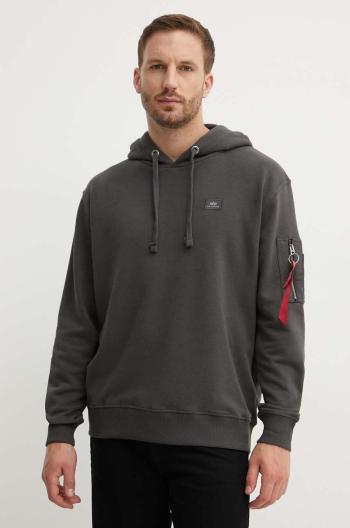 Mikina Alpha Industries X-Fit Hoody 158321.684, pánska, šedá farba, s kapucňou, jednofarebná