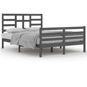 Rám postele sivý masívne drevo 140 × 200 cm, 3105862