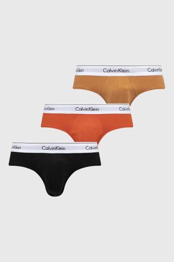 Slipy Calvin Klein Underwear 3-pak pánske, oranžová farba