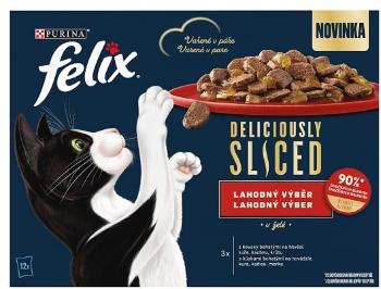 FELIX Deliciously sliced Multipack 4(12x80g) hovädzie/kura/kačica/morka v želé