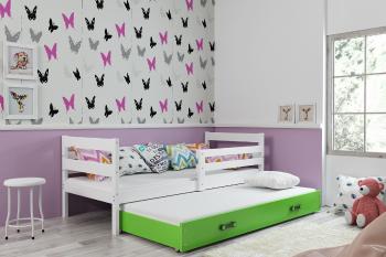 BMS Detská posteľ s prístelkou ERYK 2 | biela Farba: biela / zelená, Rozmer.: 200 x 90 cm
