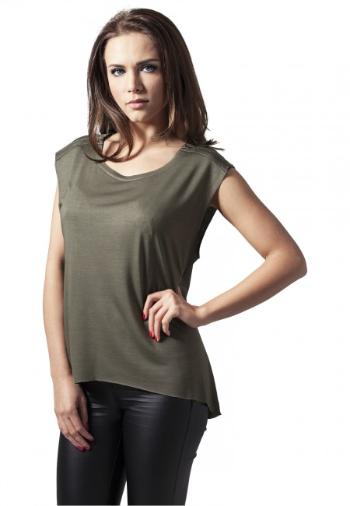 Urban Classics Ladies Shoulder Zip HiLo Tee olive - XS