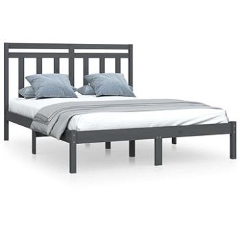 Rám postele sivý masívne drevo 150 × 200 cm King Size, 3105257