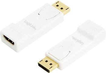 LogiLink CV0057 DisplayPort / HDMI adaptér [1x zástrčka DisplayPort - 1x HDMI zásuvka] biela pozlátené kontakty
