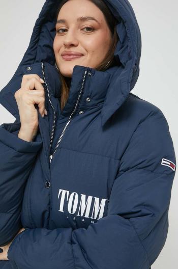 Bunda Tommy Jeans dámska, tmavomodrá farba, zimná, oversize