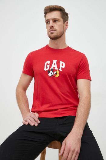 Bavlnené tričko GAP Mickey Mouse červená farba, s potlačou