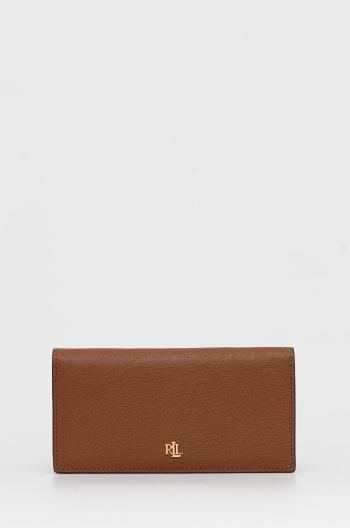 Kožená peňaženka Lauren Ralph Lauren dámska, hnedá farba