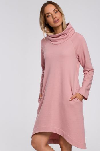 Ružové asymetrické šaty M551