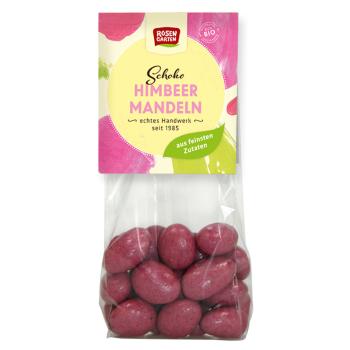 ROSENGARTEN Mandle v mliečnej a bielej čokoláde s malinami BIO 100 g