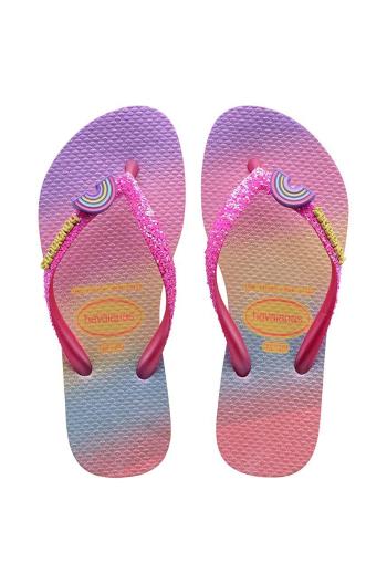 Detské žabky Havaianas SLIM GLITTER TRENDY ružová farba