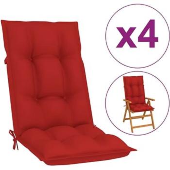 Podušky na záhradné stoličky, 4 ks, červené, 120 x 50 x 7 cm (314252)